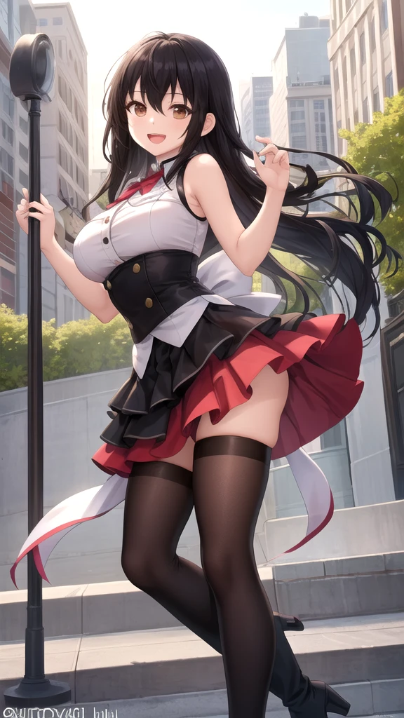 (Absurd, High Resolution, Ultra-Detailed, NSFW), 1 Chubby Wolfwoman, Full-Body Display, Pleasantly Pleated Skirt, Sleeveless Top Revealing a curvaceous torso, Dark Alluring Eyes, Long black ponytail cascading down her back, Light and Transparent Veil Filled with an Aura of Charm and Seduction, Stunning and Beautiful Maximalist Artwork, a Masterpiece by ArtGerm, 8K Anime Artwork, 8K High-Definition Photo, Trending on ArtStation.