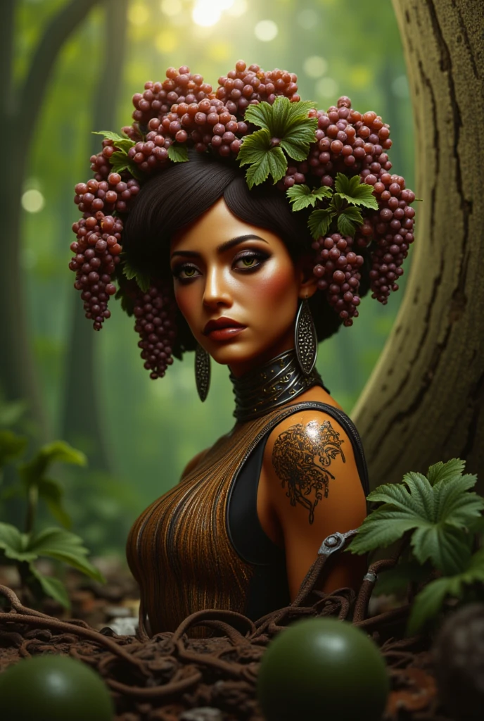 1 indigenous woman with purple hair holding a bowl of acai 