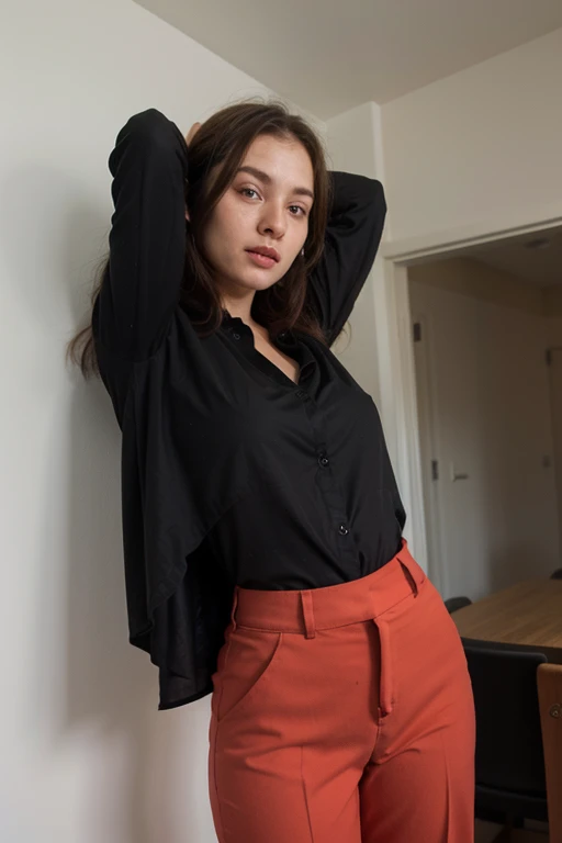 Jessica Henwick, brown coat, white t-shirt, black tight skirt, beautiful detailed eyes, beautiful detailed lips, extremely detailed face and eyes, long eyelashes, realistic, photorealistic, photo-realistic:1.37, (best quality,4k,8k,highres,masterpiece:1.2),ultra-detailed,(realistic,photorealistic,photo-realistic:1.37),1girl,studio lighting,professional,vivid colors,HDR,UHD,physically-based rendering,extreme detail description,bokeh,sharp focus