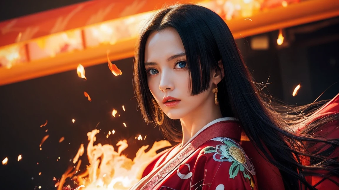 (dramatic digital artwork:1.3) of,(full of energy:1.3) portrait of female (Snezana Sakovic 2:1.1) wearing a kimono, Style-Silva Magic, おしゃれな女of子,cgsociety,art station、no makeup、skinny、Glittering lighting