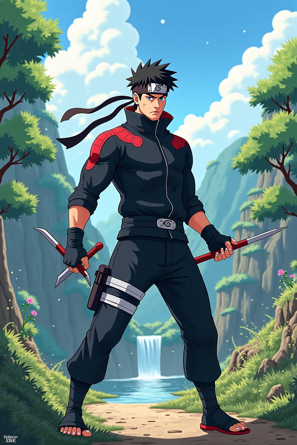 Masterpiece, one character, Kakashi with Red Power Ranger, action pose, superhero outfit, red power ranger suit, detailed textures, high realism, ultra-detailed, (glossy finish: 1.3), dynamic lighting, depth of field, clear focus, sharp pupils, expressive eyes, (defined muscle tone: 1.2), outdoor setting, lush greenery, adventurous scene.
Kakashi, the iconic ninja from Naruto, stands proudly amidst a lush green forest, clad in his signature shinobi uniform, the Red Power Ranger suit chest emblazoned prominently. The suit, with its