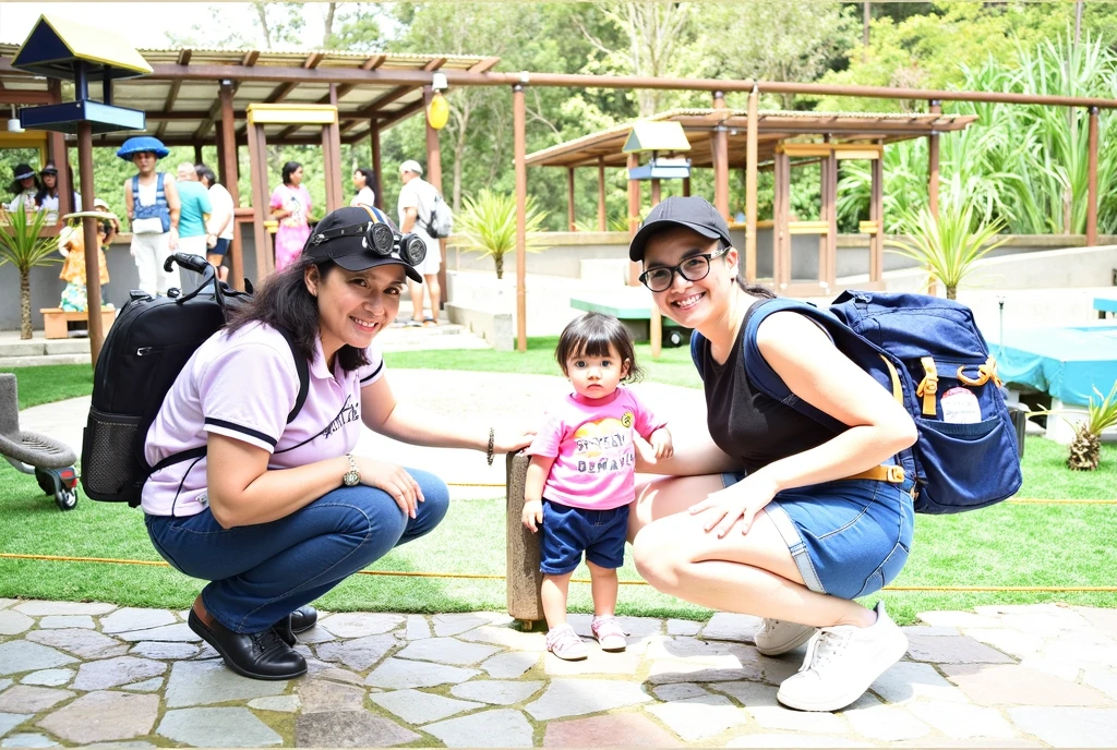 There's a woman and two children sitting on a swing, divertindo-se, Divirta-se, foto de perfil, Sucot, quintal, sitting on a rocking chair, Family photo, todo mundo se divertindo, imagem de perfil, marido esposa e filho, album photo, pose divertida, sentado no jardim, foto - shot, foto modo retrato, Nos bastidores