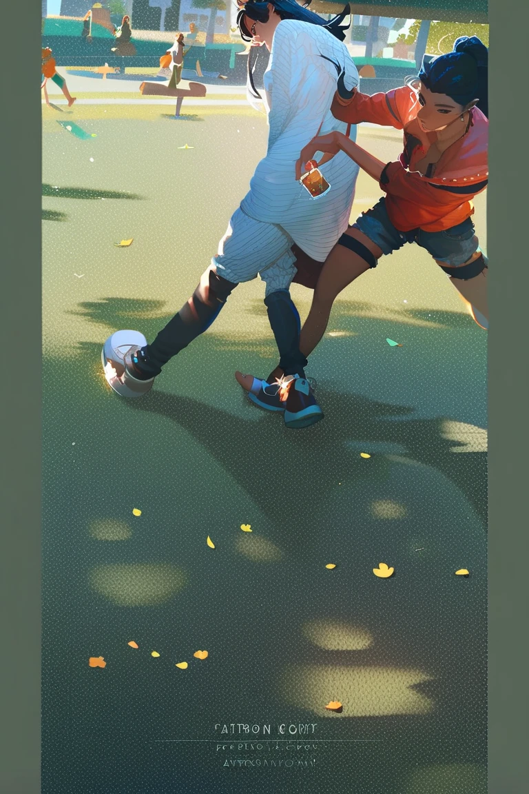 A teenage boy helps his friend put on the Nike air jordan 1 on a sports mat. Both have their hair styled and the sides at zero