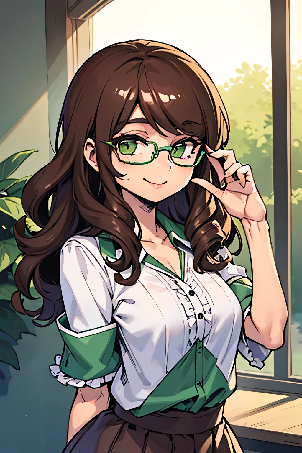 CG, Unity, 8k, wallpaper, Highest quality, masterpiece, Lovely lady, 18-year-old, Brown hair short cut, White skin, Best lighting, Complex pupil, Intricate weaving,((researcher:1.2)),harf body,professor、tailored jacket、Gadget Pouch、Opened the chest、Glasses