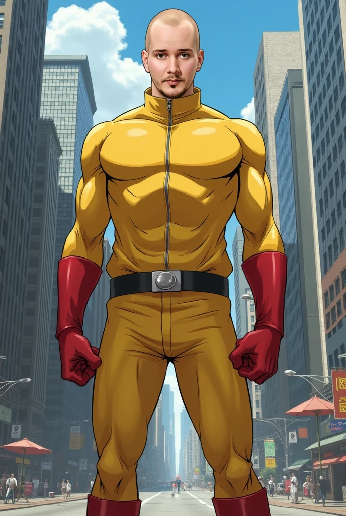 Crie um personagem masculino jovem adulto,He wears stylish red PVC pants,ele usa uma camisa na cor branca e uma jaqueta de couro na cor preta,ele tem um corpo bonito e musculoso,ele tem um rosto bonito e perfeito,He has an average height,ele tem cabelo na cor castanho claro,he has beautiful amber eyes, imagem de alta qualidade, dinamic angle, urban backdrop