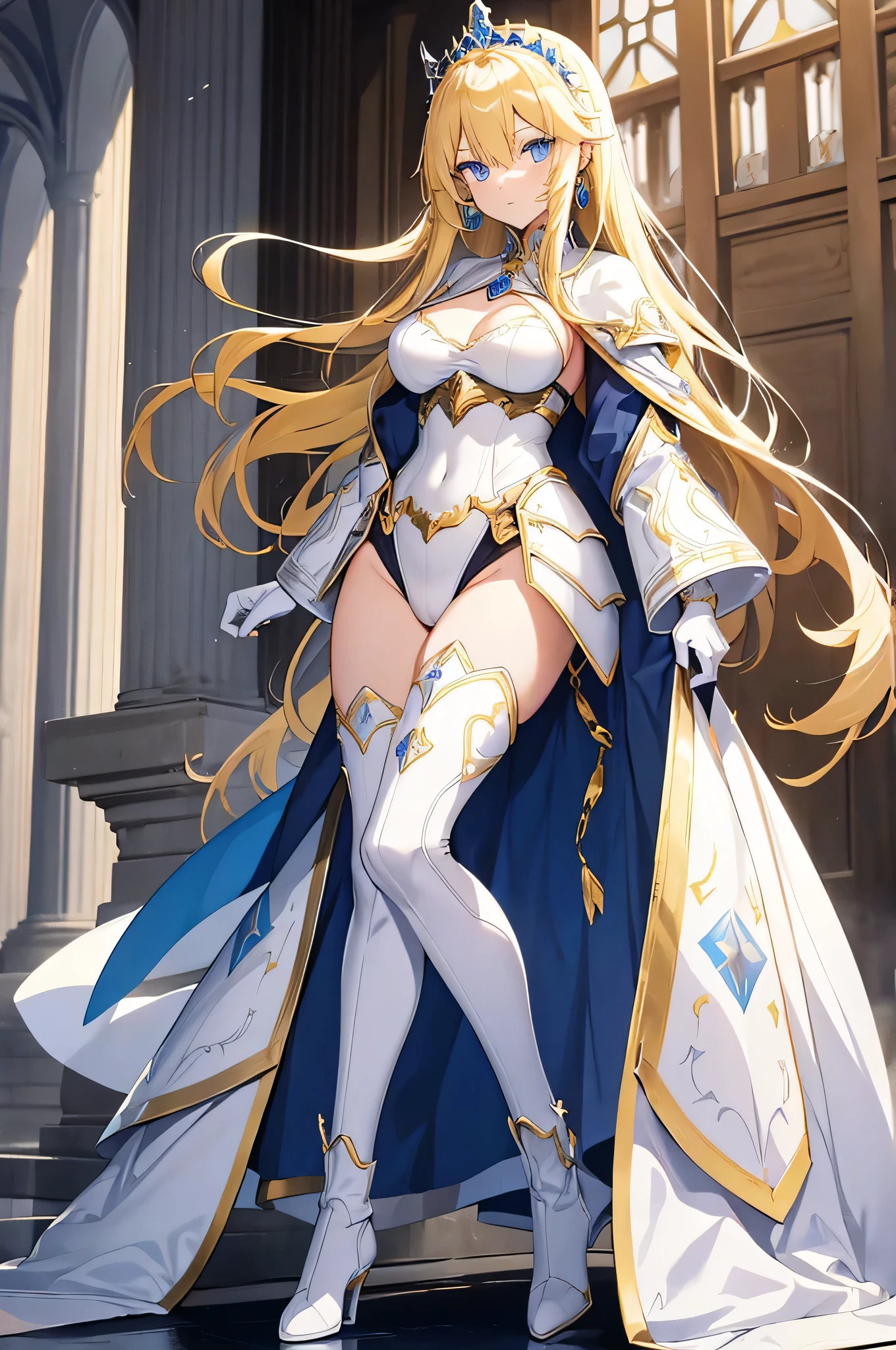 (hyperrealistic), (illustration), (high resolution), (8K), (extremely detailed), (best illustration), (beautiful detailed eyeest quality), (ultra-detailed), (masterpiece), (wallpaper), (detailed face), solo 1 girl, white wavy hair, korean, heterochromic eyes, small moles under the eyes, loose white shirt, yoga pants, big breasts, long legs, tight abs, camel toes, dynamic pose