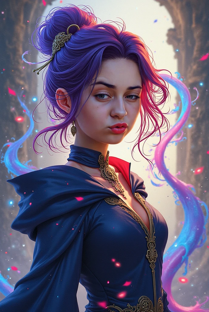 Colorful beautiful girl: a giru 8-years old, messy hair, oil painting, nice perfect face with soft skinice perfect face, blue yellow colors, light purple and violet additions, light red additions, intricate detail, splash screen, 8k resolution, masterpiece, cute face,artstation digital painting smooth veryBlack ink flow: 8k resolution photorealistic masterpiece: intricately detailed fluid gouache painting: by Jean Baptiste Mongue: calligraphy: acrylic: watercolor art, professional photography, natural lighting, volumetric lighting maximalist photoillustration: by marton bobzert:, complex, elegant, expansive, fantastical, wavy hair, vibrant