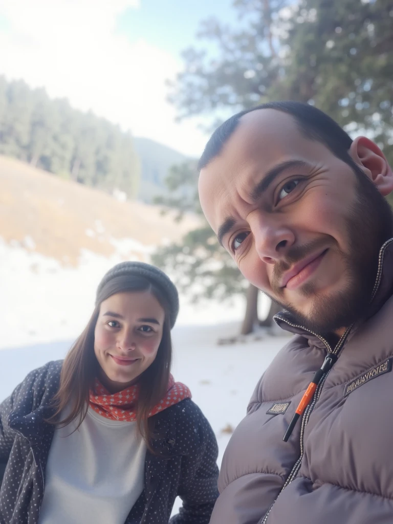 1 woman((upper body selfie, happy)), masterpiece, best quality, ultra-detailed, solo, outdoors, (night), mountains, nature, (stars, moon) cheerful, happy, backpack, sleeping bag, camping stove, water bottle, mountain boots, gloves, sweater, hat, flashlight, forest, rocks, river, wood, smoke, shadows, contrast, clear sky,
analog style (look at viewer:1.2) (skin texture)
(film grain:1.3), (warm hue, warm tone)