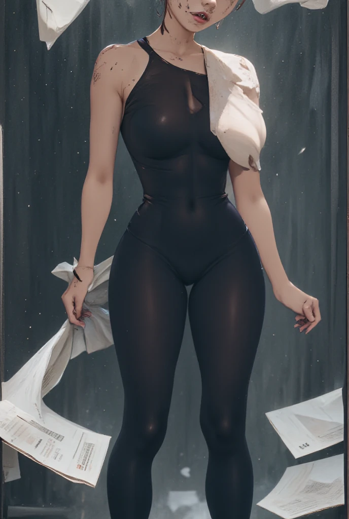 (obra-prima, melhor qualidade: 1.2), tiro de cowboy, solo, 1girl, mavis dracula, envergonhada, olhando para o espectador, arms behind back, vestido preto, coxas listradas, super sexy, show calcinha,calcinha aparecendo, Asymmetrical legs