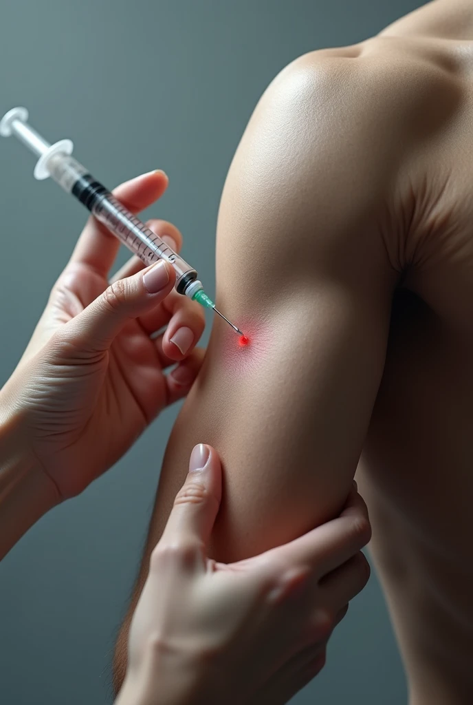 Getting an injection in the arm