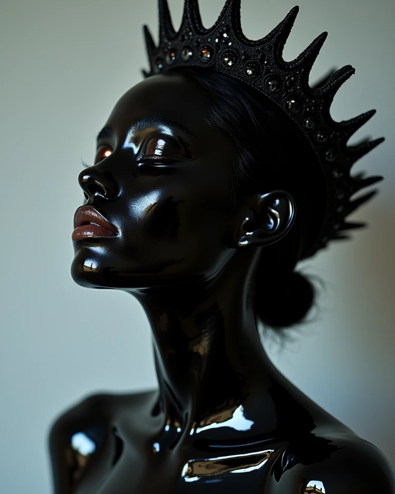 araffe woman with a black hat and a black dress, black haute couture, portrait of a dark goddess, surreal dark otherworldly mood, afrofuturism style, grace jones fashion, afrofuturism, inspired by Hedi Xandt, afro futuristic, high fashion photography, fine art fashion photography, by Hedi Xandt, dark beauty, afrofuturistic