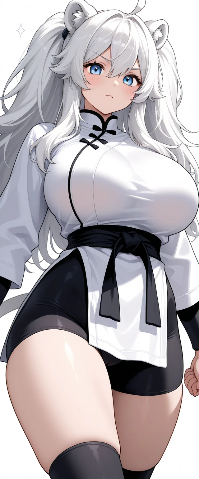 Highly detailed, High Quality, Masterpiece, beautiful, TifaOG, white tank top, black miniskirt, 1girl, solo, cowboy shot, light smile, arm behind back, red eyes (huge breasts:1.5)
