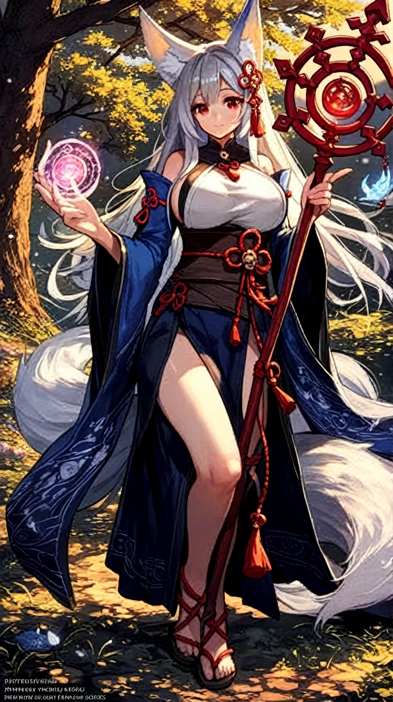 high resolution, kitsune, fox girl, anime, busty, silver white hair and fur, silver fox ears, silver fox tails, mage, spell caster, fantasy mage clothing, full body, , character reference sheet, solo, long hair, sfw, vtuber, beautiful, white background, open eyes, standing, tall,
