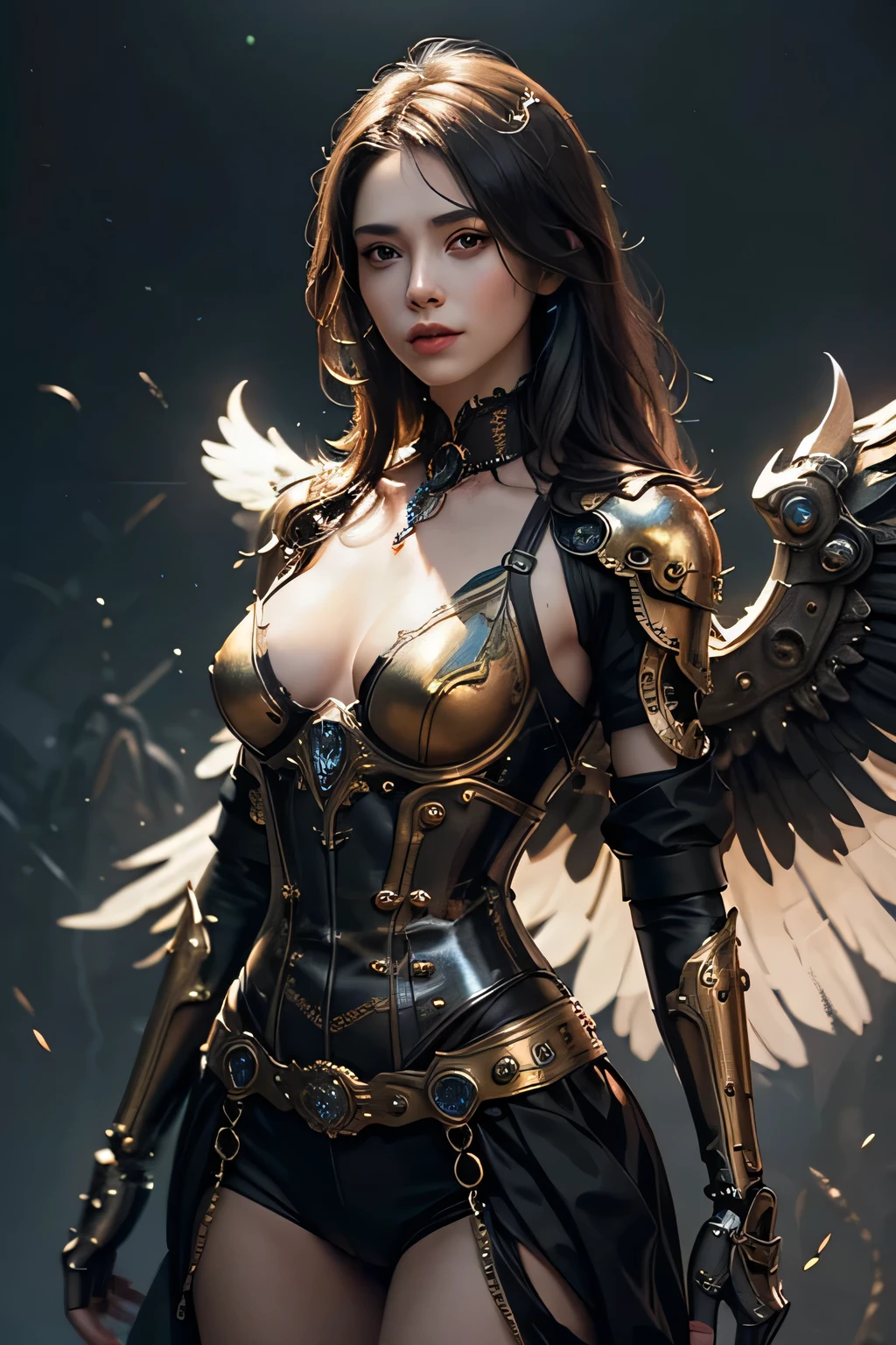 (best quality,4k,8k,highres,masterpiece:1.2), ultra-detailed, (realistic,photorealistic,photo-realistic:1.37), (beautiful detailed eyes, beautiful detailed lips, extremely detailed eyes and face, long eyelashes), studio lighting,physically-based rendering,vivid colors, (big tits, super big tits, super extra big tits), (feathered Valkyrie:1.5), (grassland),
