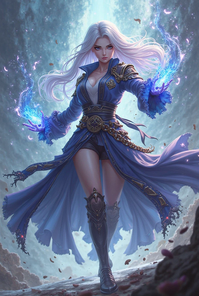 The main character in the Scandinavian Nordic theme. shaman, woman. It is necessary to depict an interesting weapon and a guardian spirit. The preferred details would be a dynamic pose., Rendering style is casual, soft, with neat shapes and detailed textures, Pure colors, without burnt or dirty. The character should look finished., do not give the impression of a sketch or a quick drawing, full length, character in full. digital painting