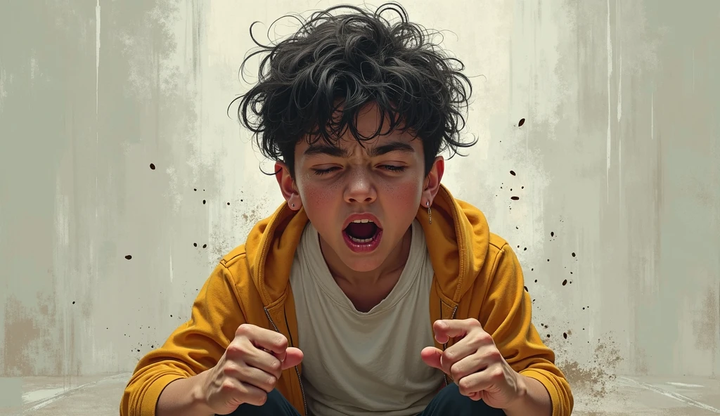 A boy fighting with his own imotions