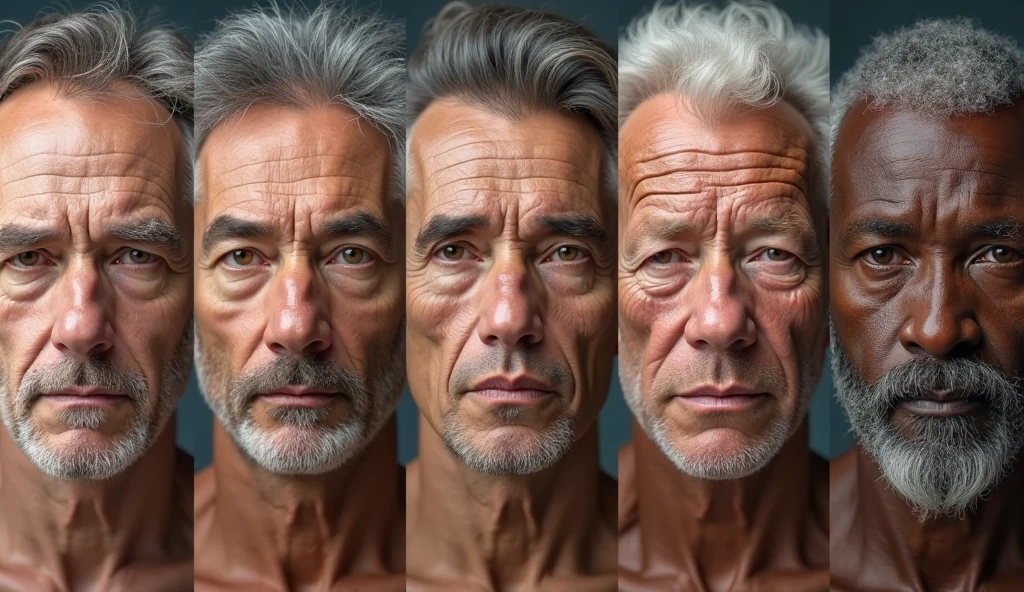 Ultra-realistic side-by-side comparison of human aging across three ...