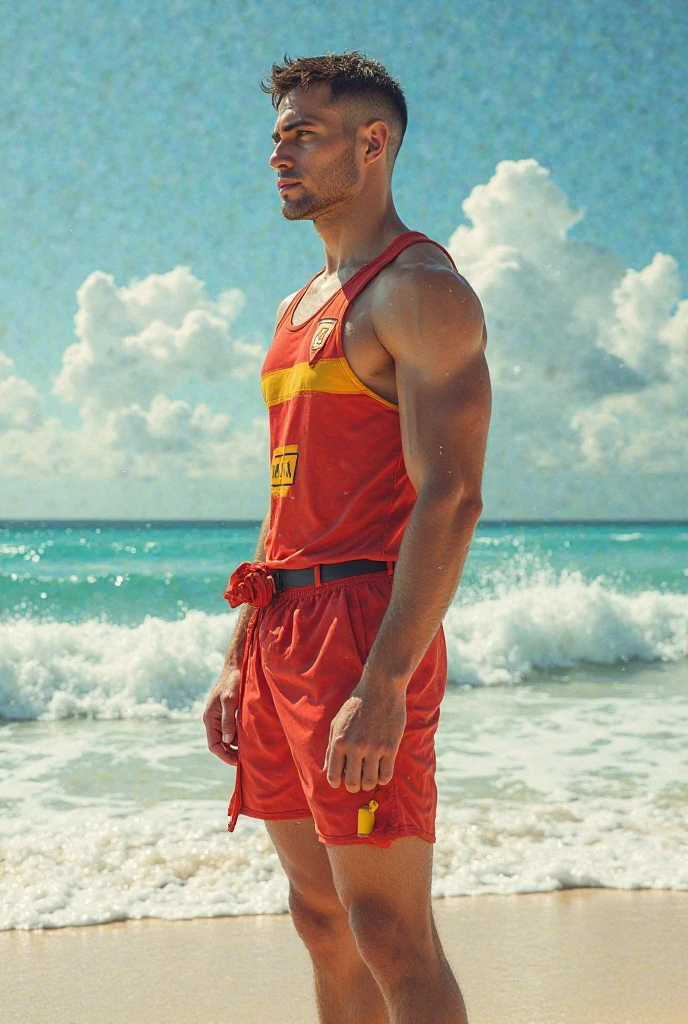 male Age 29 swimwear lifeguard topless