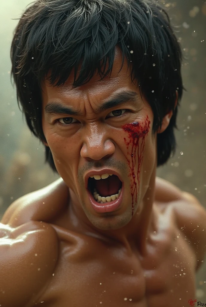 cinematic film still of  <lora:Hong Kong action cinema style:1>
 <lora:Kodak Motion Picture Film Style v4:0.3>
In the 1980's In Hong Kong China Bruce lee a man with a bloody face and a wound in his chest,solo,black hair,1boy,closed mouth,upper body,male focus,blood,chain,scar,pectorals,topless male,blood on face,manly,blood on hands,Asian,cinematic,action-themed,violence,aim,aiming,pointing,Kodak,Film style,movie style,film grain,film contrast,action packed,serious,stunt,Hong Kong action cinema style,Asian,cinematic,action-themed,violence,aim,aiming,pointing,Kodak,Film style,movie style,film grain,film contrast,action packed,serious,stunt,Hong Kong action cinema style, shallow depth of field, vignette, highly detailed, high budget, bokeh, cinemascope, moody, epic, gorgeous, film grain, grainy
