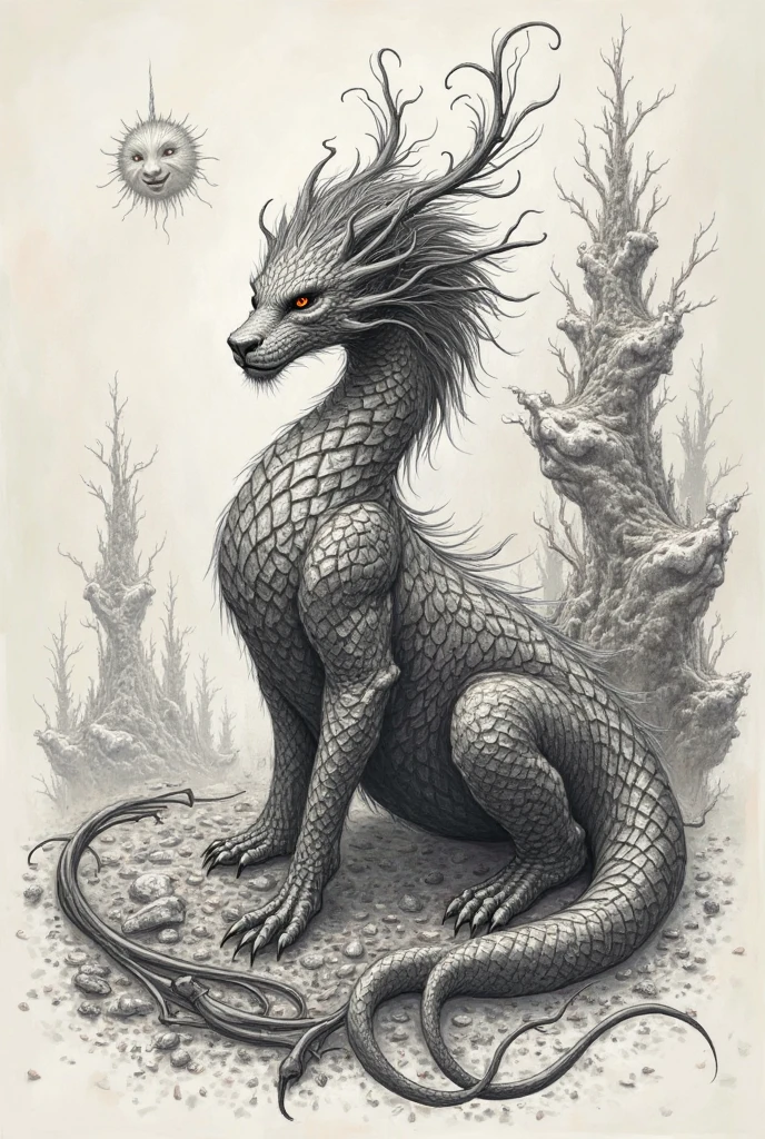 Charcoal drawing of Ellen Jewett, creatures from the dark fantasy, mythology, and science-fiction.<lora:Charcoal3.0-000030 Master:1>