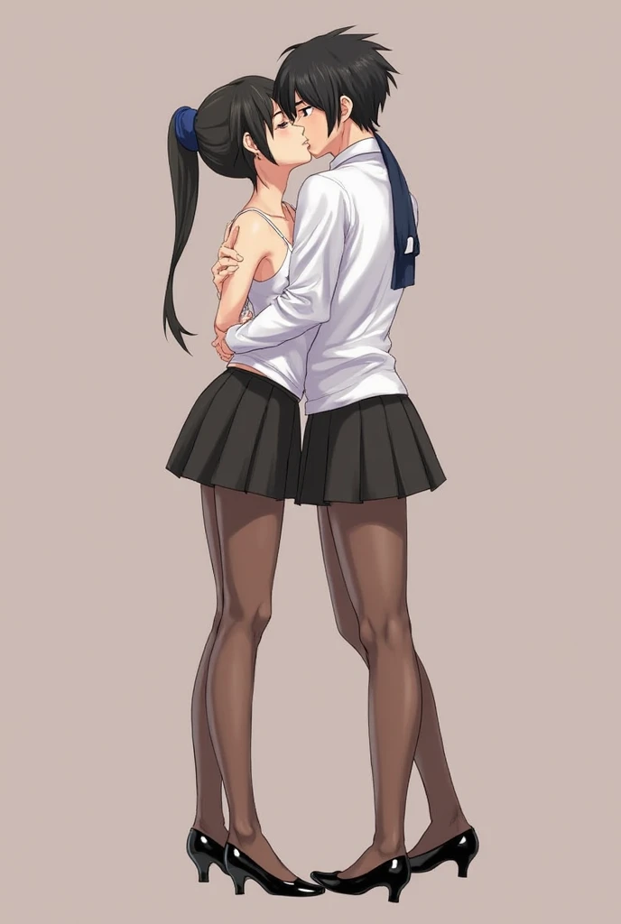 juri han lying on top of chun li kissing,sexly,little clothing,black leggings and white shirt,breasts showing,rolled up
