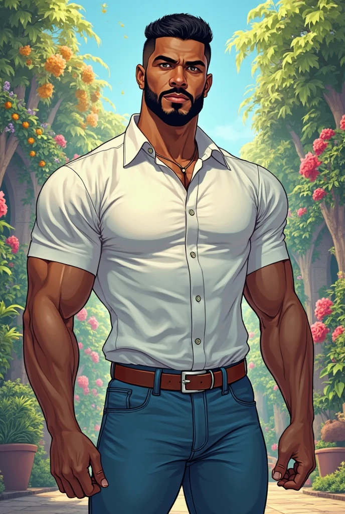 anime+yaoi+hentai style, hentai style, a blendmix photograph and painting, perfect divine proportion composition, 8k resolution A young man, latino, cinnmon skin, thin face, straight nose, thin lips, square chin, large black eyes, short black, wavy hair, in roberto ferri style, aesthetic slim athletic body, very tall, latino, realistic skin, gorgeous, realistic detailed tonned muscles, barefoot, perfect anatomy, muscled fitness body, 195cm tall, realistic skin, skinny realistic detailed muscles, he is NAKED, standing on a rock in Central Park , New York arms up barefoot, perfect detailed feet, relaxed body lenguaje, relaxed face expresion. ((side view, storbe lighting, Leading Lines composition )) background art central park Angel of bethesta fountain, golden hour, people walkin