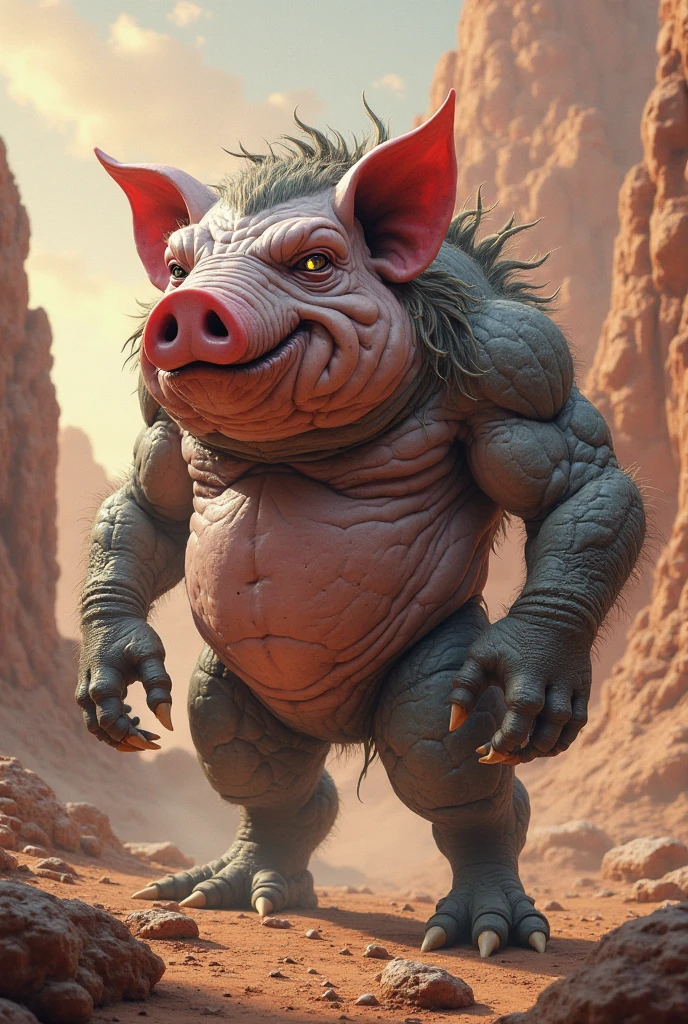 Giga chad + rat but more catoony and more barbaric a bit more cartoon more like a dreamworks art style