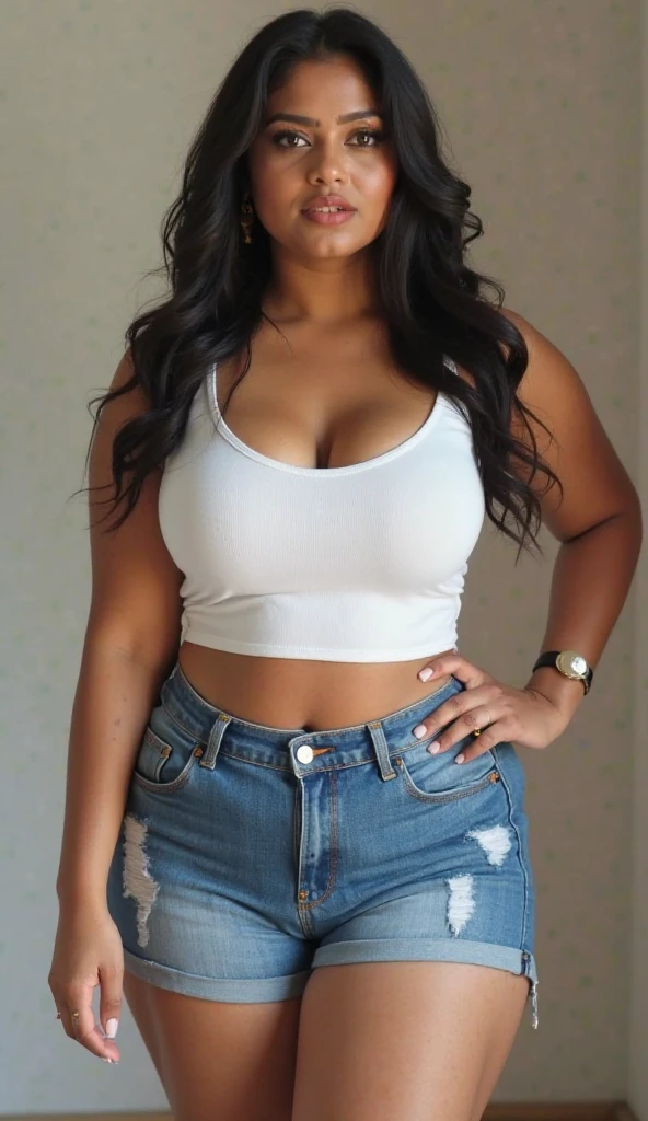 Outdoor image of 21yo two sisters, school photo in school masterpiece, (photorealistic:1.7), best quality, beautiful lighting, Eleanor Desi girl 20yo Old Big Breasts Plus Size Model random colour beautiful eyes extremely high Bun long extreme curly hair Lifts random off shoulder tanktop cowboy shorts.