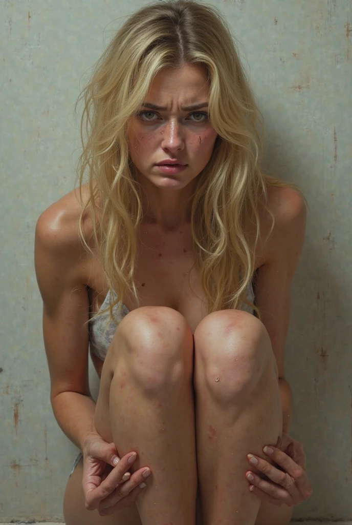 beautiful tan muscular girl, sixpack, ripped abs, veins, biceps, blonde long hair, , sexy, muscular legs, shorts, (best quality,4k,8k,highres,masterpiece:1.2),ultra-detailed,(realistic,photorealistic,photo-realistic:1.37), portrait, concept art, biceps muscle, jeans shorts