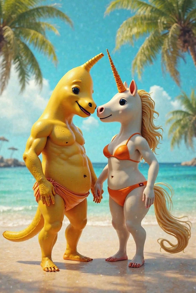 NSFW (nude) (Nami ((human)) large breasts, strip of pubic hair) rear view, fucking male furry Rottweiler with knotted penis, full body, on a deserted beach