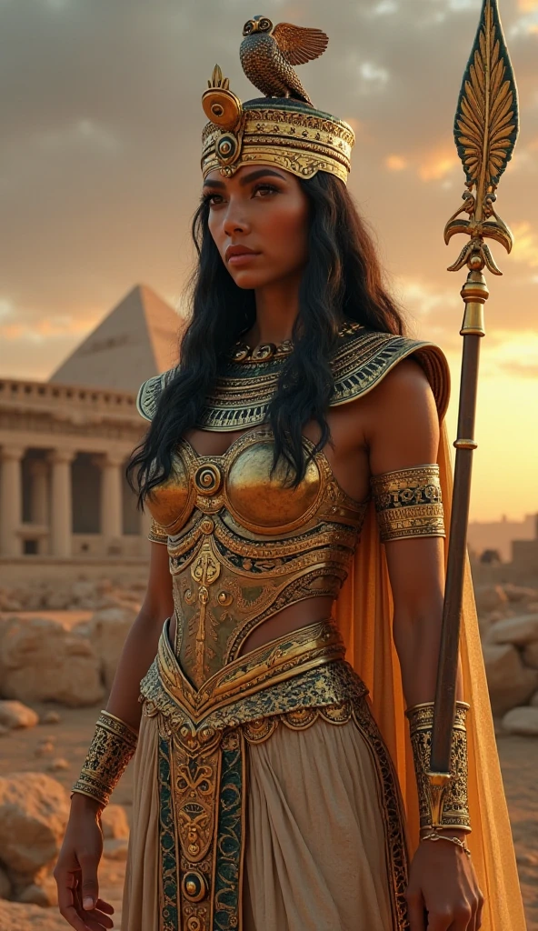 elegant snake priestess, serpentine features, mesmerizing golden eyes with slit pupils, delicate yet stern facial features, hidden venomous fangs, ebony serpent scales visible on her arms, hips, abdomen, regal yet practical robed attire, feline grace with an underlying tension, embodiment of ancient Stygian mysticism, magic and mystery, (best quality,4k,8k,highres,masterpiece:1.2),ultra-detailed,(realistic,photorealistic,photo-realistic:1.37), dark fantasy, cinematic lighting, dramatic colors, atmospheric, chiaroscuro
Anumkhet, a striking and powerful hybrid priestess, stands in the sacred sanctuary of Seth, adorned in luxurious Egyptian-style garments inspired by Nefertiti. She wears flowing black silk clothing, elegantly draped with sand-colored fabric that accentuates her sculptural form. The garments are detailed with intricate Egyptian patterns, fitting closely to her measurements of 105-110 cm bust (F cup), 70-75 cm waist, and 105-110 cm hips, highlighting her divine femininity. Her long, dark hair cascades around her shoulders, and she is crowned with a golden headdress adorned with serpents and the symbol of Ra. The sacred space is bathed in a dim, gothic ambiance with deep shadows and muted, sandy tones. The atmosphere is heavy with an eerie, reverent silence, as ancient runes and serpent motifs adorn the stone walls, illuminated only by flickering torches. The entire scene emphasizes her divine presence and the blend of gothic and Egyptian influences.