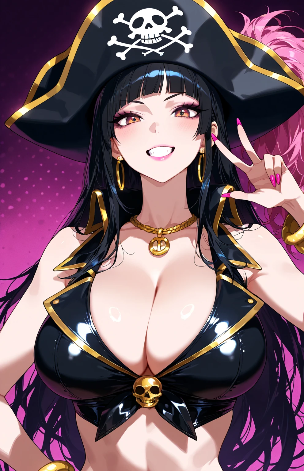 tmasterpiece, Best quality at best, (Very detailed CG unified 8k wallpaper) (Best quality at best), (Most Best Illustration), (The best shadow) naturey', Blue sea,Delicate leaf petals of various colors falling in the sky ray traced, ultra-detailliert,Anime girl wearing purple hat and purple skirt, Flirty anime witch, pretty sorceress, black-haired mage, beautiful female witch, A beautiful witch, Powerful busty witch, sorceress woman,The upper part of the body,big laughter --v6