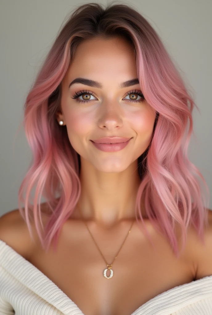 mulher do cabelo rosa  super fofa em um tema sombrio
