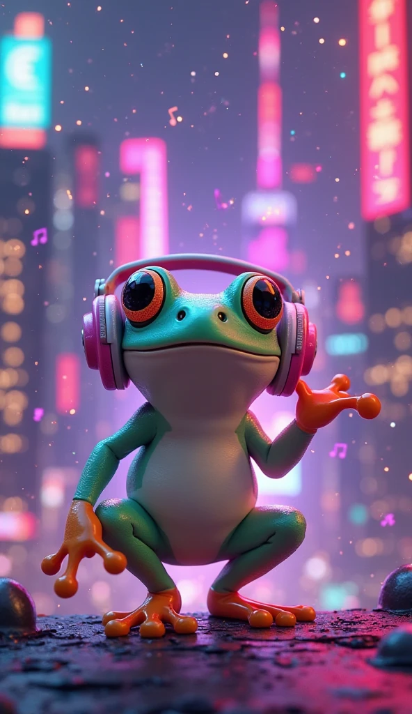 Simple e-sports logo of a frog wearing a VR headset, ready to leap from an edge