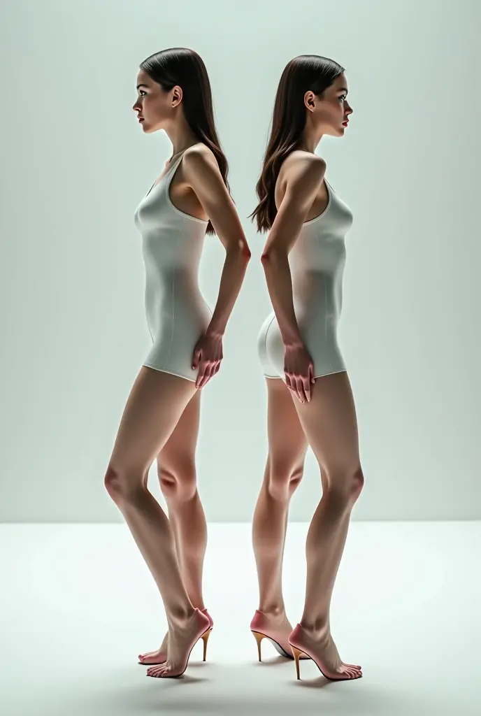 Design a layout showcase Gaming character, (1girl). (((nude))) (t-pose)(front view) (luminous lighting, atmospheric lighting), (((full_body_shot:1.4)))