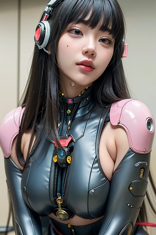 (Photorealsitic:1.4)、Onegirl、(top-quality),(hyperdetailed face)、(Super well-formed face)、((Robot Parts))、(Cyborg girl)、(Burgundy)、(gold)、(metalic)、(fullllbody)、(Moe Pose)、(Slender body)、(tits out)、(Model body type)、(mecha exposure)、(akihabara)、(is looking at the camera)、(A dark-haired)、(9Head and body)、(a small face)、(Idol)、(front facing)、(lying on one's side on bed)、(Photo session)、(s asleep)、(Cyborg girl in pink satin dress)、(sleeve less)、(a miniskirt)、(disorganized)、(Mender)