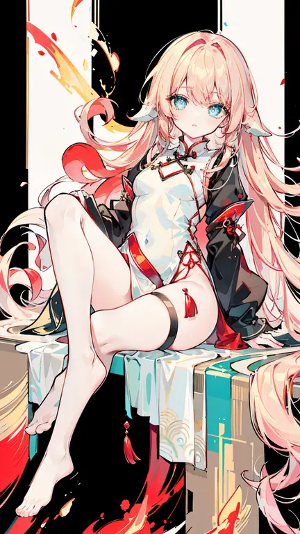 a girl,sheep'bugle, full color, 长长的white头发, Red眼睛 ,Eyeliner, black transparent clothes, Red, open air, Rose, night, ruins, Butterfly,mine same as the original, mine, , (:1.2)
rest, (cheongsam), (view from below), (place one's arms behind one's back), (wild lift), thin dress, Crotch cutout, best quality, high resolution, unified 8k wallpaper, (illustration:0.8), (beautiful and delicate eyes:1.6), extremely detailed face, perfect lighting, Very detailed cg, (perfect hands, perfect anatomy),soles of feet,sitting,blond,red lips,Acting cute,脚部close up,Soon,Complete feet,white,close up