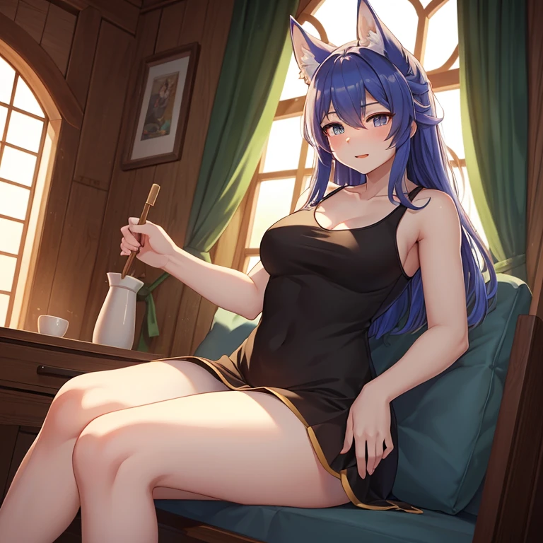 Master works, best image quality, high detail, ultra-high resolution, 8k resolution, panorama, ((((normal body parts for women)))), watery eyes, cat mouth, fox ears, long hair, gray hair, straight hair, collar, lace trim, see-through clothing, duck sitting, staring, bed, blushing, wearing high heels, shyness, lying on your back, lying, single, nurse, drooling, headbands, (bare shoulders)). ((bare belly)), (((drenched))), openwork lace transparent JK only covers three points, (((exposes normal high heels on the feet)), (((navel)), ((slender legs))), fox ears, (((pronounced agar jade liquid all over the body))), (C breasts), ((protruding bra does not support the chest)), (belly slightly bulging), (((no socks))), long legs