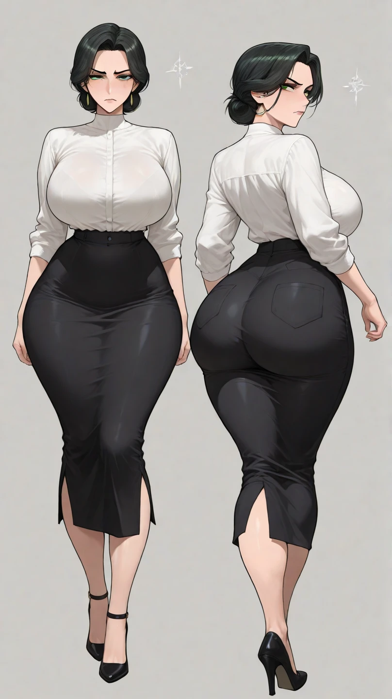 A curvaceous, cute and skinny super large biggest thick ass realistic south korean secretary with legs apart, dressed in a sexy tight-fitting suspender belt that hugs her voluptuous large and thick hips and round huge thick ass . perky breasts, . pantyhose, big and thick and ass, large and thick hips.