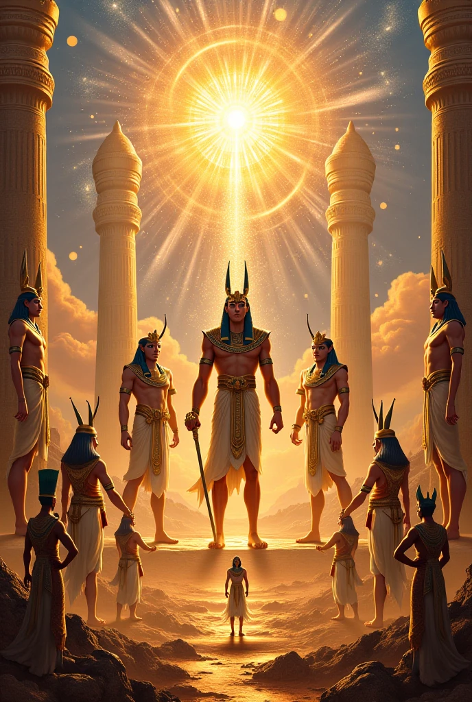 Egyptian God Osiris holding a scorched earth in one hand and a beutiful earth in the other hand hand