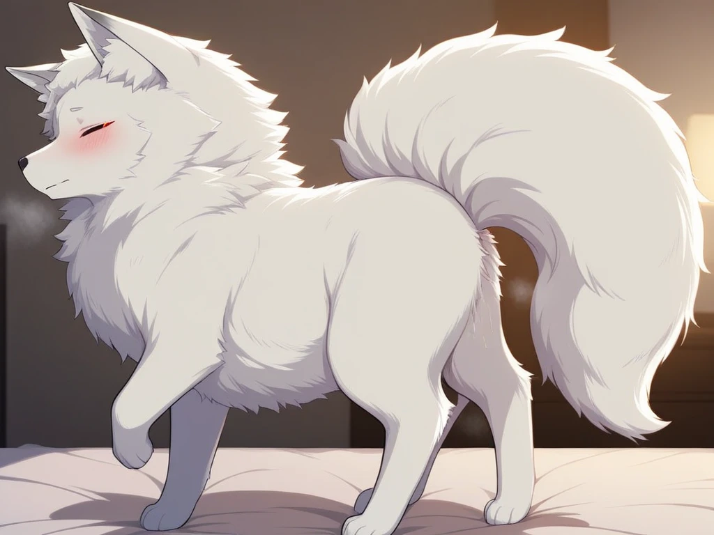 (((White fox with 9 tails)))), feral, canine penis, NSFW
