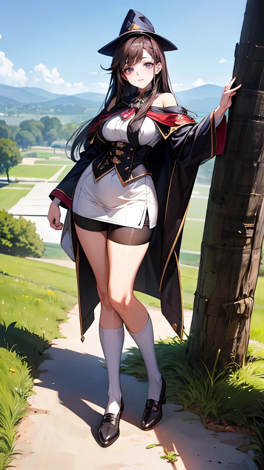 (Cute Smile、Black short bob、Cute orange hair clip)、((Clothed Big Tits、Pure white blouse))、((Light blue flared skirt、The skirt is blown up by the wind, revealing a little of the underwear.、Cute underwear in white))、Bare feet and naked feet、((Sandy beach, sea and blue sky、A yacht on the sea))、((The face is in focus and the background is blurred、Shallow depth of field))、Realistic、Standing posture、((C cup small breasts、Closer valley、Pie Slash))、(A vibrant crimson long coat over a blouse、Spread a long coat with both hands)、(The orange bra is clearly visible under the wet blouse.、Orange underwire bra)、(Black cane、Wooden walking stick、Hold one in your right hand)、(Witch Hat、Bright red hat)