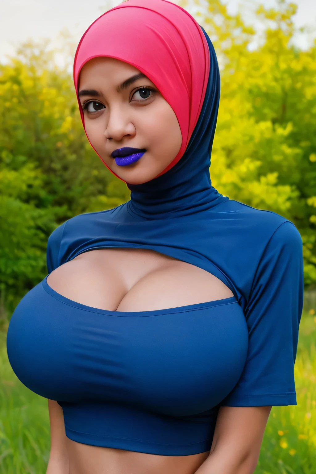 ((Thick Lips:1.4)), ((she is screaming in pain)), ((Naked Colourfull)), ((Old Lady :1.6)), (((VERY SHINY SKIN))), ((Gigantic tits:1.5)), (from behind up) seductive pose, ((Old lady:1.8)), (Happy smile), (((HIJAB MALAY GIRL))), masutepiece, High quality, UHD 32K, Realistic face, Realistic skin feeling , A Japanese Lady, 58 years old matured lady, (Night time at forest), ((look In front at the camera and SADNESS)), ((Floral Pattern)), (face details: 1), (eye details: 1), ((round large breasts, cleavage)). Cute posed. proportional body. Ultra High Res. (realistic: 2), UHD, ((SHINY SKIN :1.6)), ((Floral Pattern)), (Naked Lingerie). Beach