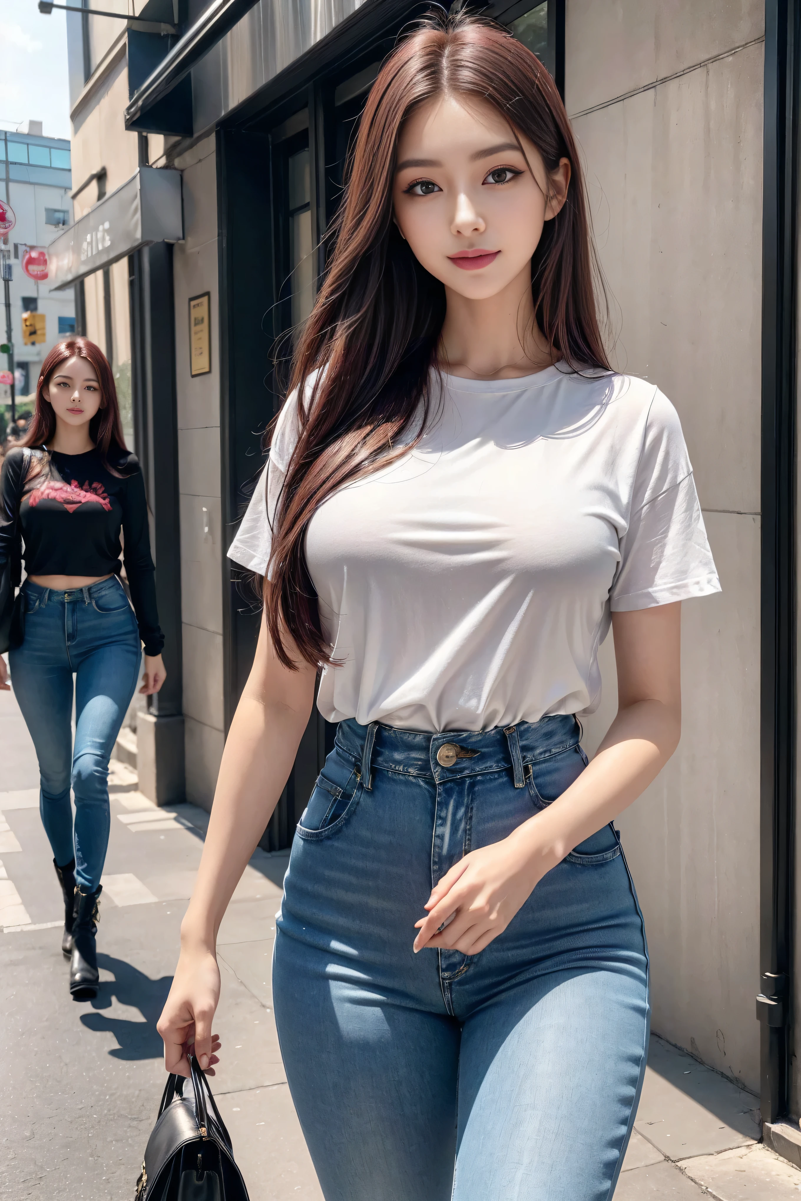 Black jeans, Wearing jeans, Big breasts, Thin waist, Thin legs for college students