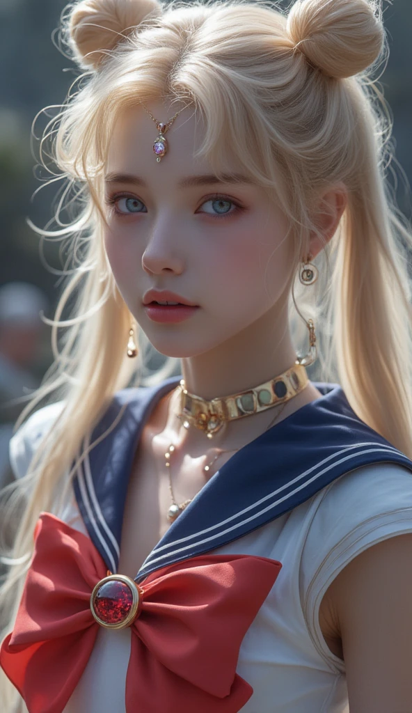((Masterpiece)), (Best Quality), (Ultra Detailed), ((Very Detailed)), 4K, (8K), Sailor Moon, Long Blonde Hair, Double Ponytail, Sailor Moon Aesthetics, Dream Core,