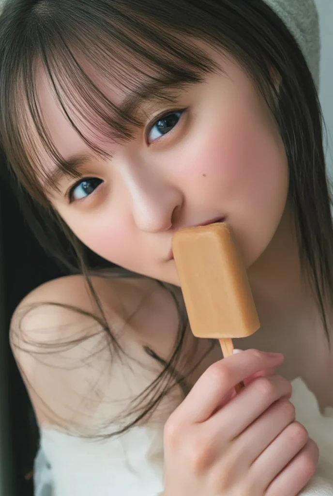 (raw photo:1.2), (photorealistic:1.4), beautiful detailed girl, very detailed eyes and face and body, (raw photo:1.2), (photorealistic:1.4), beautiful , (Vulgarity)、((licking Icecream))、Small breasts,Female student, ,black over-kneehighs、Soaking wet、Small Ass, Deal Ratio Body Proportion, indoor,Front light、Young Face,Shaved、nude