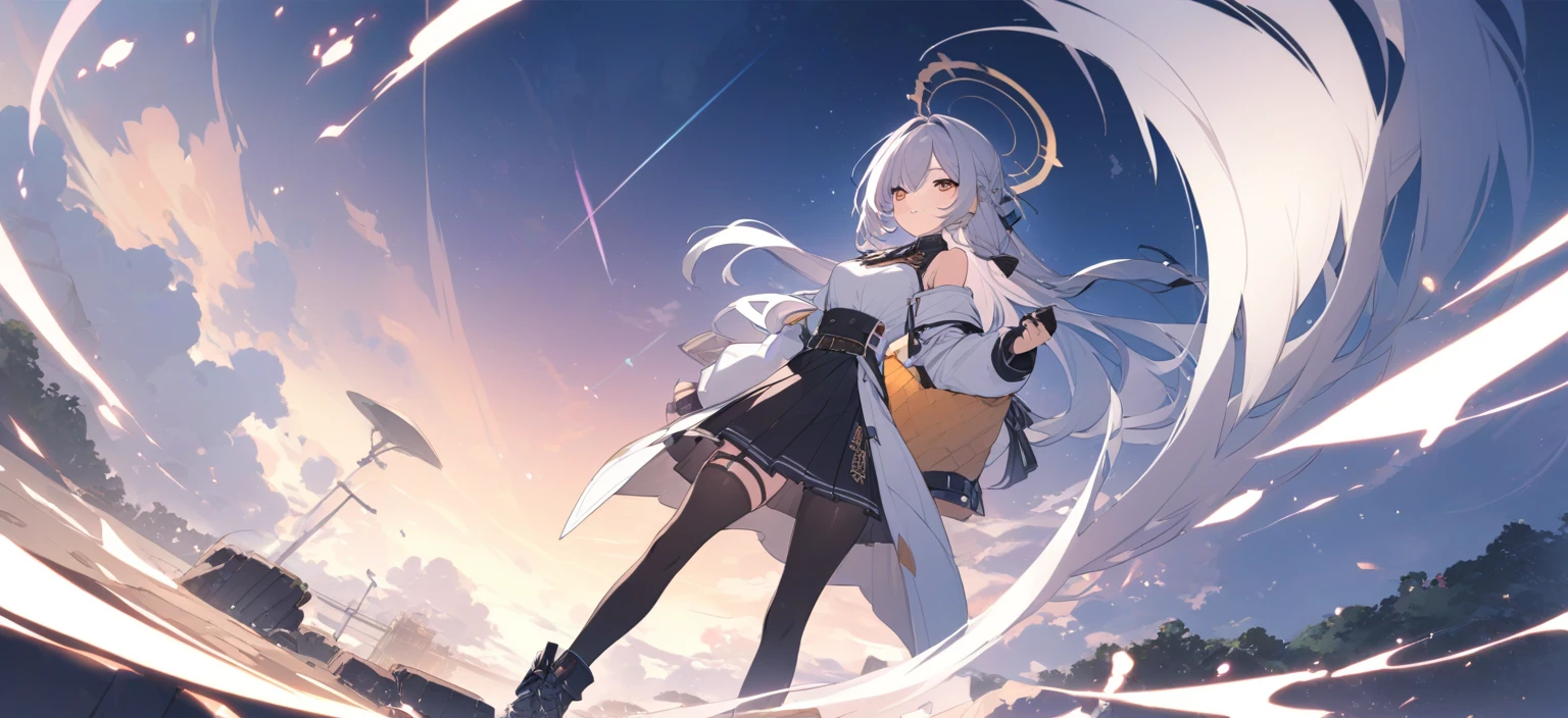 A girl chasing her dreams。A smile and a light step。Stylish and cute clothes。The background is a bright and lively fantasy world。
