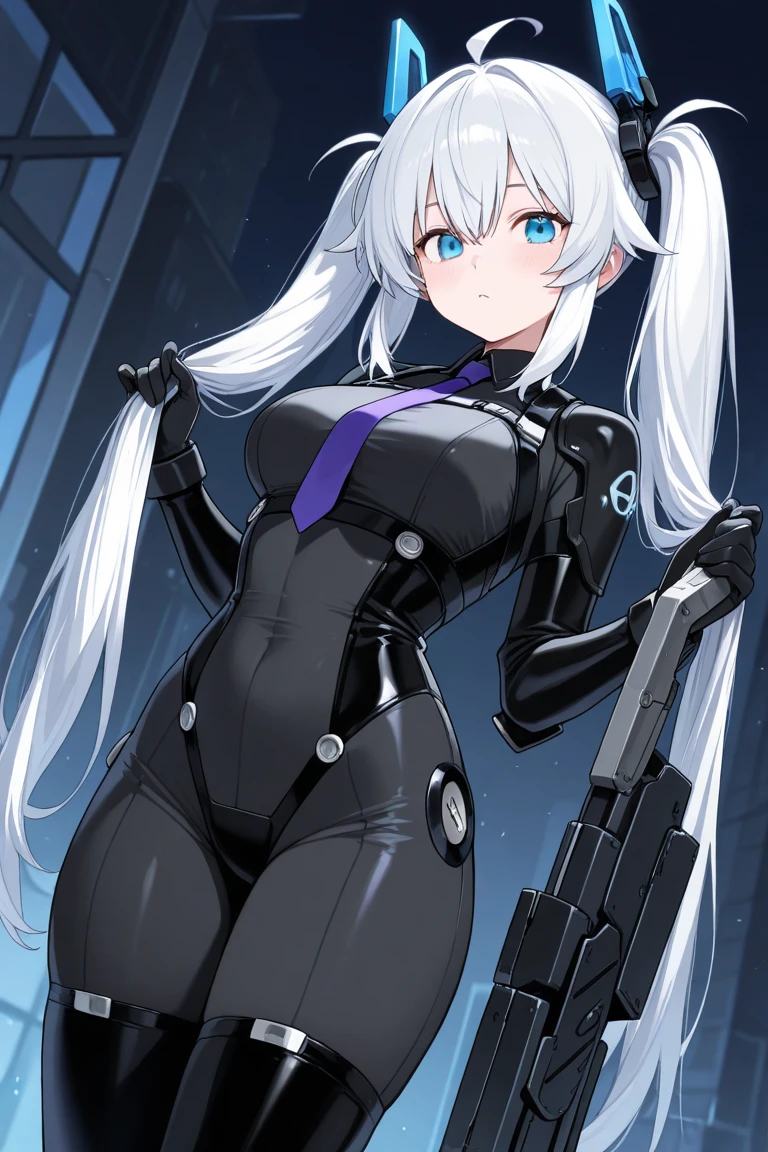 (Highest quality)、((Super detailed))、(Ultra delicate)、Cute girl、Silver Hair、Animal Ears、Beautiful breasts、Beautiful thighs、Sexy pilot suit、Wet and see-through