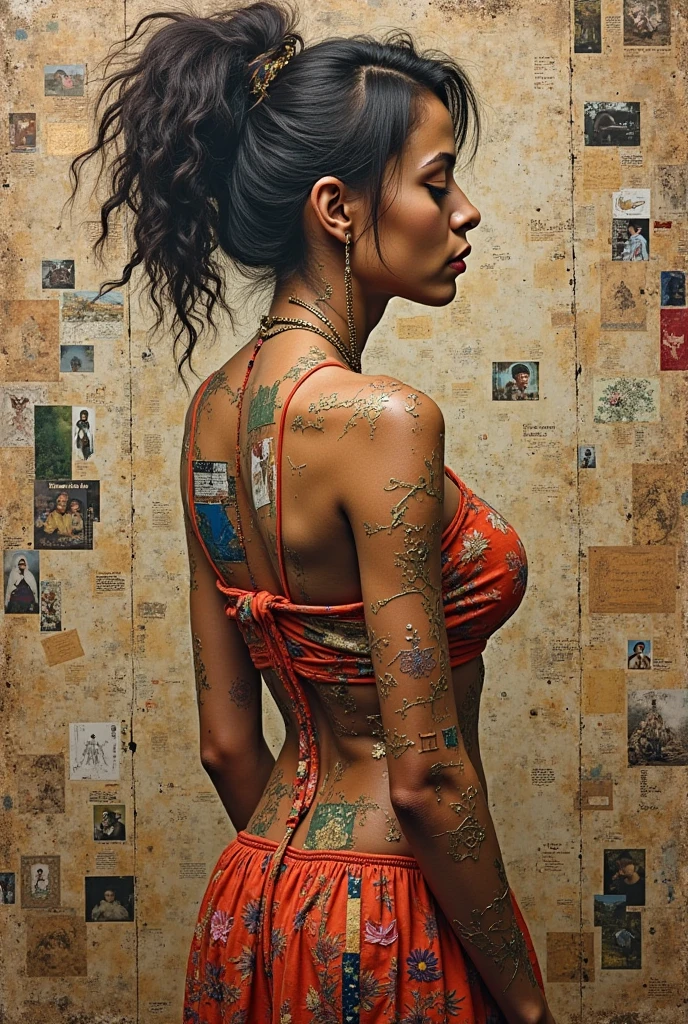 A woman with a perfect body has a tattoo containing the words "Nabil Dahman" in a language understood by artificial intelligence.