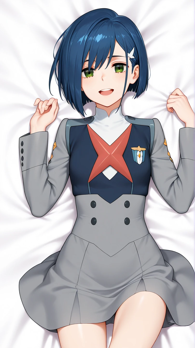 NSFW,((1man with 1woman,Having sex)),Bare breasts,Francicigo, Ichigo, Blue hair, (Green eyes:1.5), Hair Ornament, hair clips, Short hair,
Break beret, hat, Military, Military uniform, uniform,
BREAK looking at viewer,
Break indoors, crass room,
BREAK (masutepiece:1.2), Best Quality, High resolution, Unity 8k壁纸, (Illustration:0.8), (Beautiful detailed eyes:1.6), extra detailed face, Perfect Lighting, extremely details CG, (Perfect hands, Perfect Anatomy),
